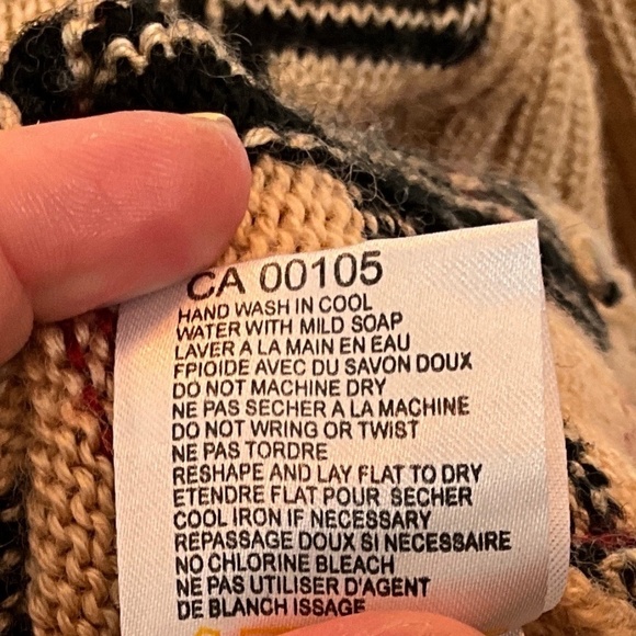 Vintage Knit Sweater Burberry vibe Old money Wool blend Plaid Tan/Black/Red S - Picture 11 of 15